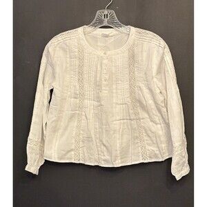White Gap Button Up Long Sleeve Lace Boho Girls Top Sz Medium C9